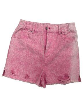 New In Pink Acid Wash Distressed Denim Shorts | NWT
